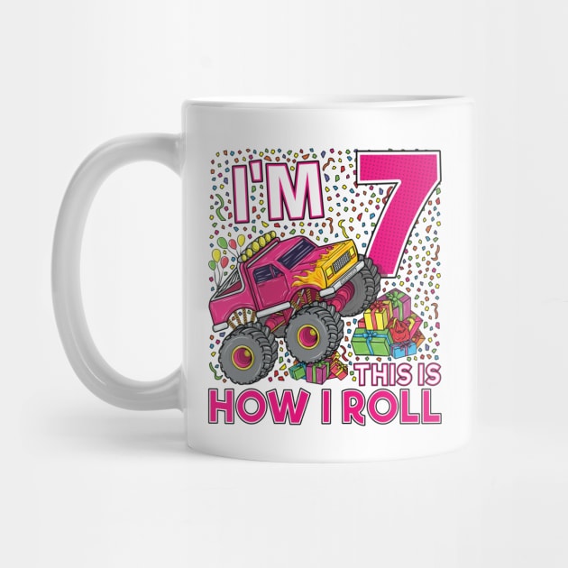 7th Birthday Monster Truck Party Gift 7 Year Old Girl by silentsoularts